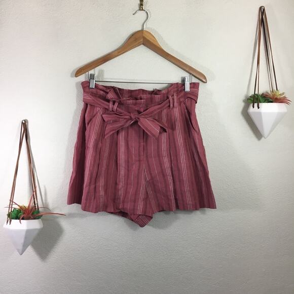 Rebecca Taylor Stripe linen high rise shorts 8